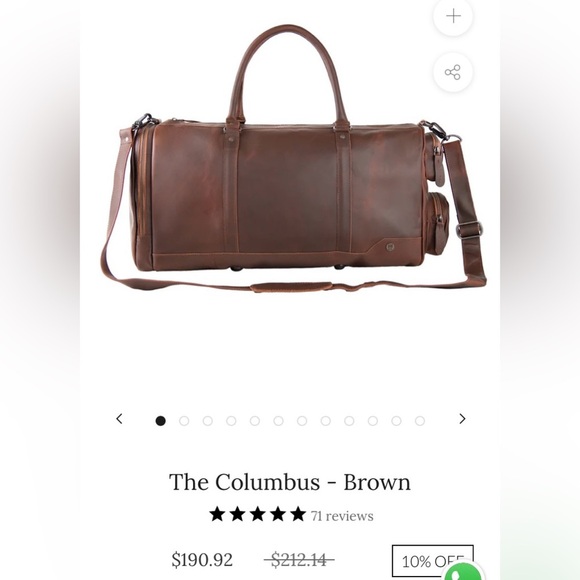 Leather Weekender Mahi Columbus Brown Tote Bag New Shoulder Strap - Picture 16 of 16